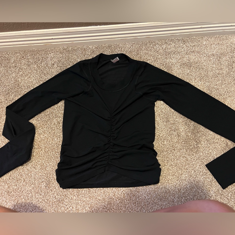 Free People Black Ruched Long Sleeve
